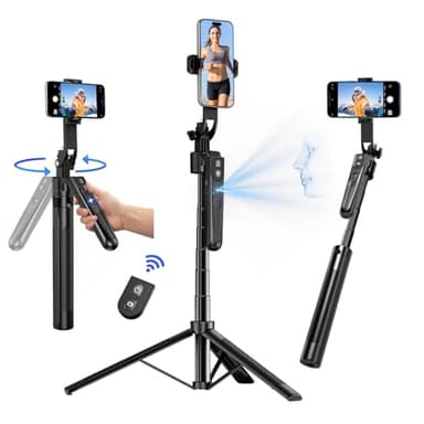 yAyusi Seguimiento Automático de Rostros Trípode Rotación de 360°, 180cm Trípode para Teléfono con Sensor y Soporte, Sin App, Control de Gestos, Palo Selfie Trípode Inteligente para Video/Vivo