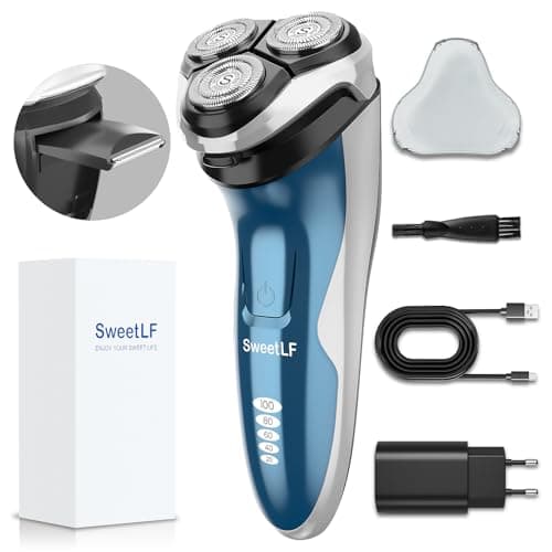 SweetLF [2025 NUEVO] Afeitadora Eléctrica Hombre Uso en Húmedo y Seco, Maquina de Afeitar Recargable con Tecnología Impermeable IPX7 (Azul)