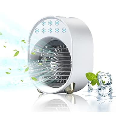 Enfriador de Aire Portatil Silencioso, 4 en 1, Portable Air Cooler - Aire Acondicionado Mini, Cooling Fan, Climatizador Agua Water Chiller USB 3600mAh