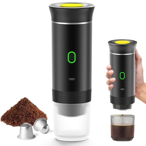 Cafetera espresso 3 en 1, cafetera multicápsulas con autocalentamiento de 4 a 6 minutos, para cápsulas pequeñas o grandes y café molido, cafetera portátil para oficina y hogar (color negro)