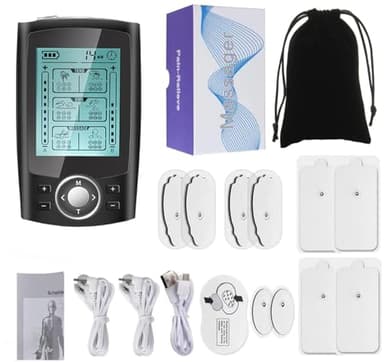 TENS/EMS Digital Electroestimulador Muscular, 36 modos 3 en 1, TENS EMS y Función de Masaje con 10 electrodos para aliviar el Dolor de Espalda, Hombros, Piernas y Cuello