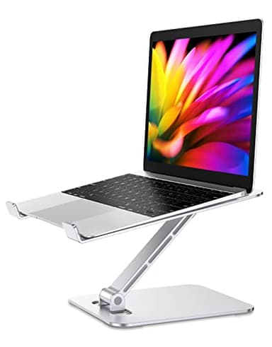 Babacom Soporte Portatil Mesa Plegable, Elevador Laptop Stand con Altura Ajustable, Soporte Mesa Ordenador Portátil de Aleación Aluminio Ventilado Compatible con MacBook PC 10-16" (Plateado)