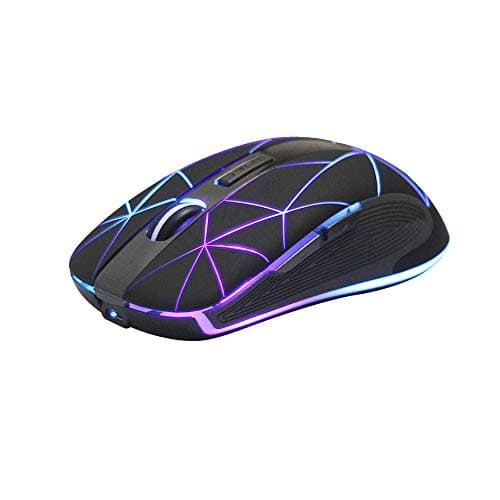 Rii RM200 Ratón inalámbrico con batería Recargable,5 Botones Receptor Nano 2.4 GHz, 3 Niveles dpi Multicolor LED, Ideal para Notebooks, PC, Ordenadores. (Negro).
