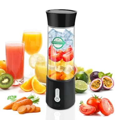 talifoca Batidora portátil de 500 ml para batidos y batidos, batidora de batidos para llevar, mini batidora portátil con 6 cuchillas de acero inoxidable, recargable tipo C portátil
