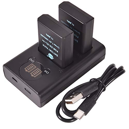 DSTE EN-EL14 EN-EL14A Batería Recargable (Paquete de 2) y Cargador USB Dual LED Inteligente compatibles con Nikon D5100 D5300 D5500 D3400 D5600 D3500 P7000 P7200 P7800