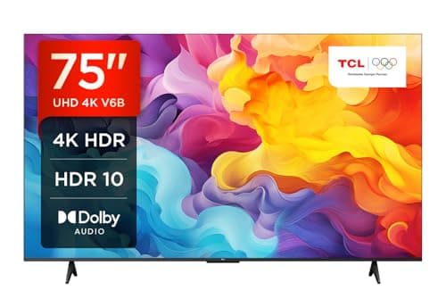 TCL 75V6B 75" 4K Ultra HD, HDR TV, Smart TV Powered by Google TV (Dolby Audio, Motion Clarity, control por voz, compatible con Google Assistant, Chromecast integrado)