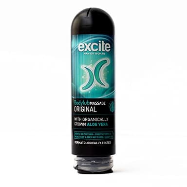 EXCITE MAN OR WOMAN 2 en 1 Gel Lubricante Íntimo y de Masaje Efecto Frío - Aloe Vera Refrescante - Compatible con Preservativos lubricante a base agua sin silicona - Fórmula Vegana, 200 ml