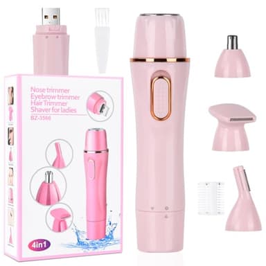 ACWOO Afeitadora Eléctrica para Mujer, 4 in 1 USB Recargable Eléctrico Depiladora sin Dolor, Recortadora Femenina Electrica Impermeable, Rasuradora Mujer para Cara, Nariz, Axilas, Piernas, Bikini