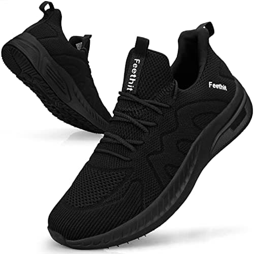 Feethit Zapatillas de Deporte Running Hombre Correr Jogging Caminar Bambas Gimnasio Fitness Atlético Tenis Trabajo Sneakers Ligeros Transpirables Deportivas Negro 43 EU