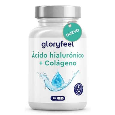 Colágeno + Ácido hialurónico 90 Cápsulas - Con Vitamina C natural + Biotina + Zinc + Selenio + Extracto de bambú - Para la piel, articulaciones, los huesos y el cabello - Suministro para +1 mes