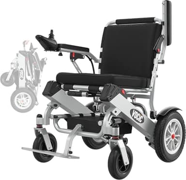 VOCIC V62 Silla de ruedas electrica plegable ligera 25KG,25KM Sillas de ruedas de doble batería 136KG,Aluminio electric wheelchair para todos los terrenos,Aprobado por la aerolínea|Garantía de 5 años