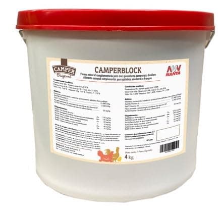 Camperblock 4kg - Nanta. Pienso Mineral EN Bloque complementario para gallinas ponedoras, Camperas y Pollos. Aporte de Calcio. con Concha de ostra.