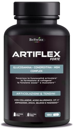 GLUCOSAMINA CONDROITINA MSM Artiflex - 180 Cápsulas Suplemento Huesos Articulaciones Cartílago | Colágeno, Ácido Hialurónico, Vitaminas y Minerales | Alta Dosis - Eficaz - Complejo Glucosamine