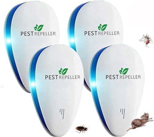 Repelente Ultrasónico de Plagas,2024 Nuevo Electrónico Repelente Mosquitos Insectos para Interiores Anti Cucarachas, Moscas,Mosquitos,Ratones,Arañas,100% Inofensivo para Mascotas y Humanos- 4 Piezas