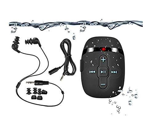 8GB de Acuatico Natación Reproductor de mp3 con Auriculares de Cable Corto (3 Tipo swimbuds),MP3 Running Auriculares Sumergibles, Shuffle característica (Black)…