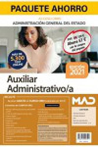 Paquete Ahorro Auxiliar Administrativo del Estado (acceso libre). Ahorra 57 € (incluye Temarios 1 y 2; Test; Ejercicios Psicotécnicos; Simulacros de examen 1 y 2; y acceso Curso Oro)
