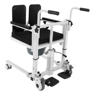 Silla elevadora de pacientes para personas mayores, altura ajustable de 43 a 63 cm, reposabrazos ajustables en altura de 3 niveles, capacidad de carga máxima de 150 kg, ayuda de transferencia