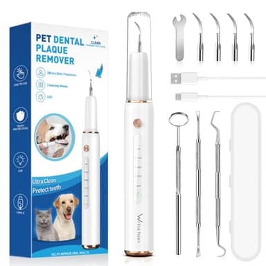 Wrischan Kit de Limpieza de Dientes de Perro, 5 Modos de Limpieza Eliminador sarro de Limpieza, Agua IPX6, Combate el Sarro, El Mal Aliento y La Inflamación de Las Encías, para Humanos/Perros/Gatos
