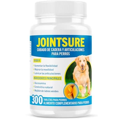 JOINTSURE condroprotector Perros I con Gran concentración de mejillon Labios Verdes, glucosamina y condroitina Natural I suplemento antiinflamatorio para articulaciones I 300 Comprimidos