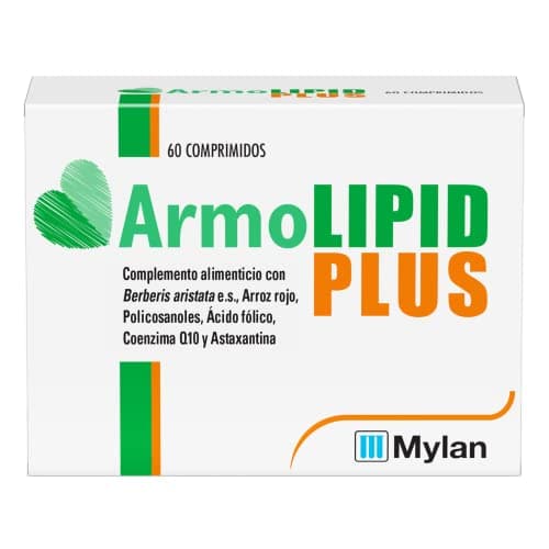 ArmoLIPID PLUS - Complemento Alimenticio Para el Control del Colesterol y de los Triglicéridos, Con Levadura Roja de Arroz, Berberina, Coenzima Q10, Astaxantina y Ácido Fólico, 60 Comprimidos
