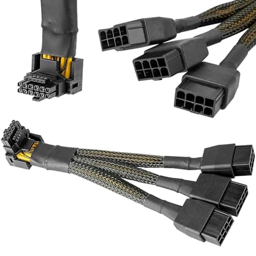 Xiatiaosann 16 AWG PCIE 5.0 12VHPWR 600W 3x8 pines a 16 pines (12+4 pines) Cable adaptador de suministro de ángulo recto de 90 grados para tarjeta gráfica RTX 4090 4080 3090TI 4070Ti (tipo A)