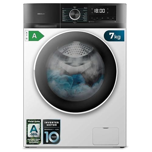 Cecotec Lavadora 7Kg Carga Frontal Bolero Dresscode 7500 Inverter A. 1850W, 1400 rpm, Motor Inverter Plus, Bajo Consumo, 16 Programas, SteamMax, Delay Start, Blanco