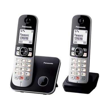 Panasonic KX-TG6852 Teléfono Fijo Inalámbrico Dúo con Manos Libres (Monitor de Bebes, Bloqueador de Llamadas, Modo No Molestar, Baja Radiación, Modo Eco) Plateado