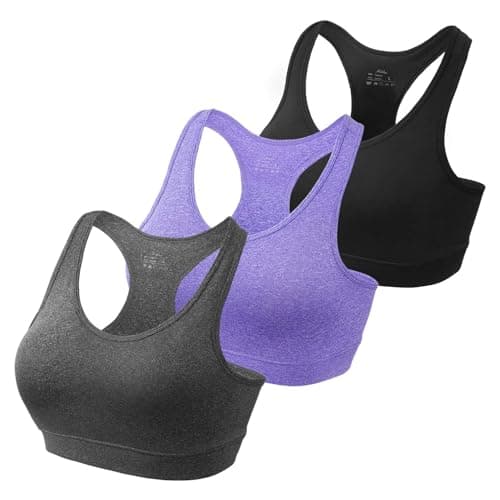 HBselect 3Pcs Sujetador Deportivo Mujer Sujetador de Alto Impacto Sujetador Push up Almohadilla Desmontable Bra Deportivo Sin Costura ​para Yoga Bailar Fitness