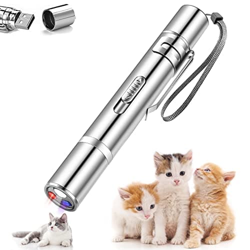 Unnderwiss Juguetes para Gatos Juguetes interactivos para Gatos Juguete Gato,4 en1 Juguetes Gato Cat Toys Multimode 5 Patrone Herramienta de Entrenamiento para Gato Perro Cazador