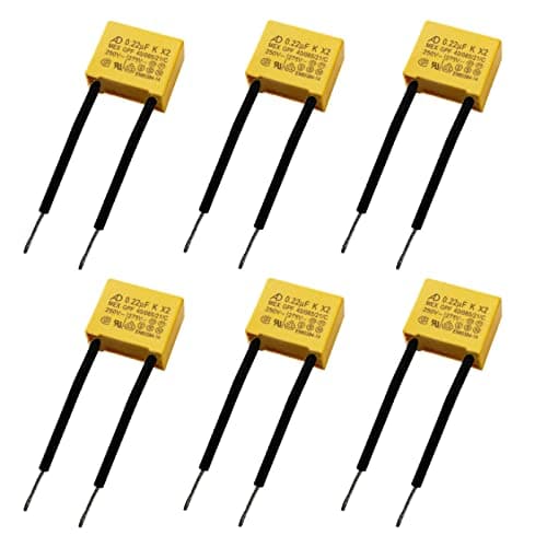 BuxiuGK 6 Piezas Condensador Polipropileno 0,22µF 275V X2 Condensadores de seguridad condensador antiinterferente para Luces Direccionales, Lámparas LED Intermitentes y Sin Emisión