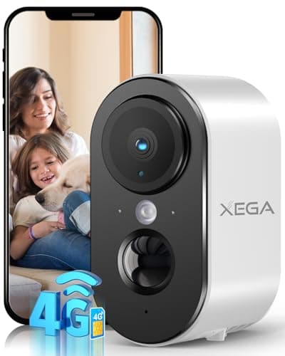 Xega 3G/4G LTE Cámara de Vigilancia con Tarjeta SIM Interior, 2K Super HD LTE Cámara de Seguridad Portátil, Batería 6000mAh, Detección de Movimiento PIR, Color Visión Nocturna, sin Wi-Fi