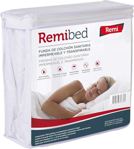 Remibed | Funda de colchón Anti chinches | Cama 150 (150 x 200) | Oeko-Tex 100 | Cremallera compacta | Doble faldón de Seguridad | Membrana Smartex | Cubrecolchón