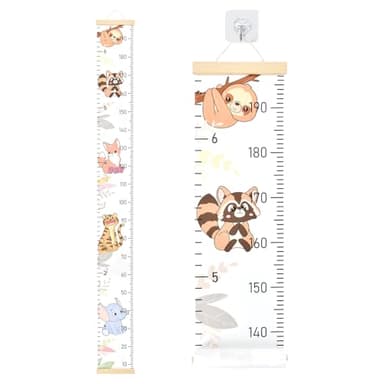 Kaslaider Tabla de Medición Altura Colgar en Pared para Niños, Medidor Altura Bebé Gráficos de Crecimiento para Colgar Extraíble Regla de Altura Medidor Portátil para Bebés con Gancho, 21x195 cm