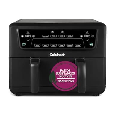 Cuisinart Freidora de Aire Doble Zona XXL, Sin PFAS, Cocina sin químicos, Fríe, asa, hornea, deshidrata, Max Crisp y mantiene caliente 2 x 5.2L - 8+ raciones Cajones dobles Piezas aptas lavavajilla