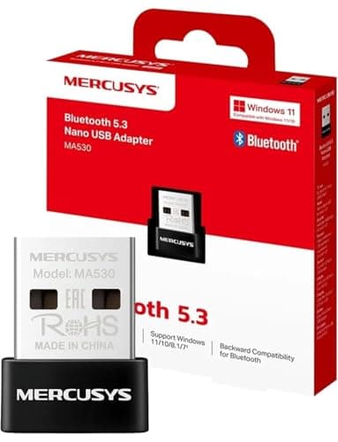 【2024 Nuevo】 Mercusys MA530 - Adaptador Nano USB Bluetooth 5.3, Dongle Bluetooth para Conectar a Mando Bluetooth Auricular Teclado Ratón Altavoz Móvil, Plug & Play, Compatible con Windows 11/10/8.1/7