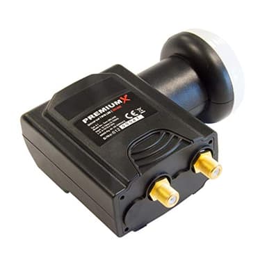 PremiumX Deluxe Twin LNB - Convertidor de señal para 2 usuarios con recepción satelital Digital en HD, UHD y 4K. Soporta DVB-S2 y oscilador de Referencia PLL para el máximo Rendimiento