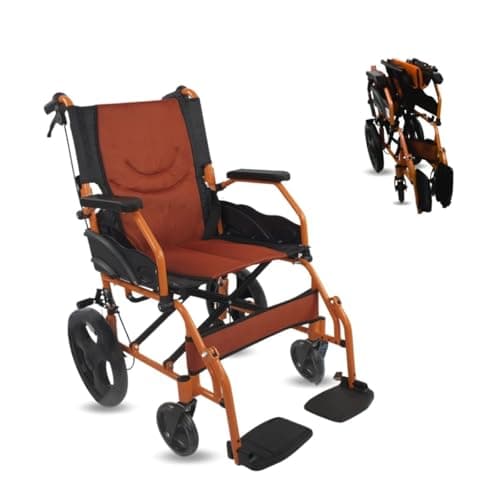 Mobiclinic®, Silla de ruedas, Plegable, Ligera, Asiento 41 cm, Dos sistemas freno, Respaldo, Aluminio, Reposapiés abatibles, Modelo pirámide, Pequeñas, Reposabrazos fijos