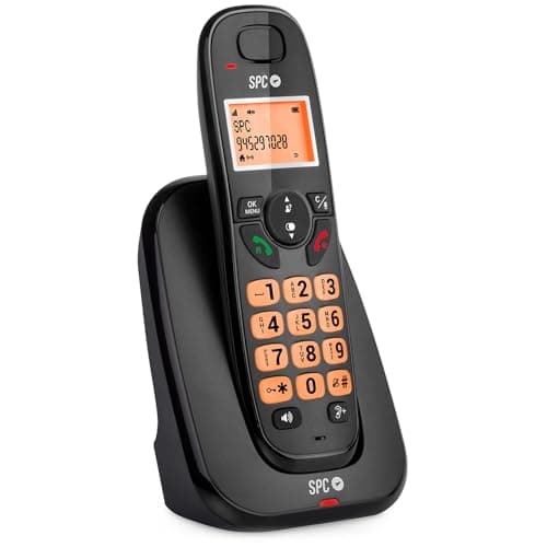 SPC Kairo - Teléfono Fijo inalámbrico, Teclas y Pantalla iluminadas, identificación de Llamadas, compatibilidad Gap, Modo Eco, Bloqueo de Llamadas, Manos Libres, Agenda para 30 contactos – Negro