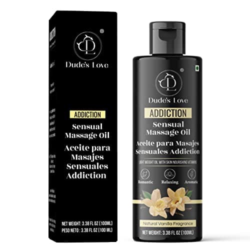 Dude's Love Addiction - Aceite de masaje sensual de vainilla, mezcla de aceite de masaje comestible con vainilla natural y jazmín, nutre e hidrata la piel para unisex adultos 100 ml