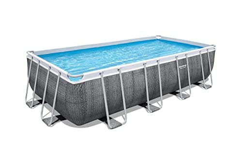 BESTWAY 56996 - Piscina Desmontable Tubular Power Steel Diseño Rattan 488x244x122 cm Depuradora de cartucho de 3.028 litros/hora