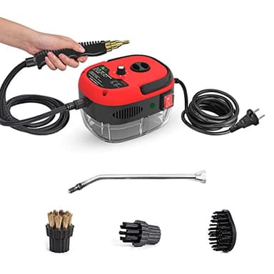Andoer Limpiador a vapor, 2500 W, portátil, limpiador de vapor a presión de alta temperatura, con cabezales de cepillo para muebles de cocina, baño, coche
