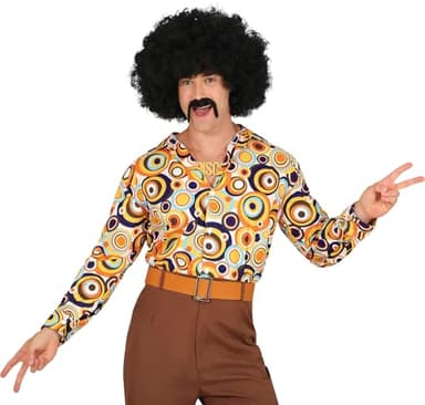 FIESTAS GUIRCA | Camisa 70s Multicolor (48-50/M) - Ropa de Disfraz para Hombre Adulto - Ideal para Fiestas Temáticas de los Años 70, Carnaval y Halloween - Estilo Retro y Vintage - Multicolor