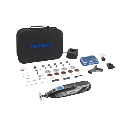 Dremel 8240 - Multiherramienta sin cable con batería de litio de 12 V 2Ah, kit de 3 complementos y 45 accesorios, Velocidad variable 5000-35 000 rpm y carga rápida