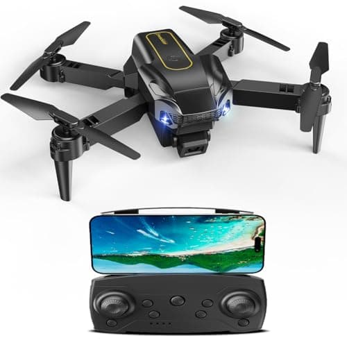 Drones con Camara 4k,Drones con Camara 4k Adultos Niños Dron Plegable 3D Flip Regalos para Niñas/Niños Drone Plegable para Principiantes, 2 Baterías, Negro