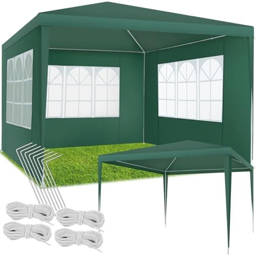 tectake® Carpa Desmontable, Cenador Jardín, Estructura Acero, Lona Impermeable, Incluye Piquetas y Cuerdas, Pérgola Exterior, Carpa Playa, Toldo Camping, Pergolas de Jardin - 3x3 m Verde