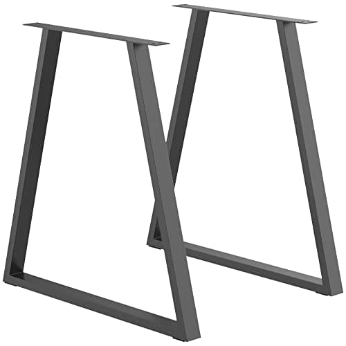 HOMCOM Conjunto de 2 Patas para Mesa Industrial 70x5x72 cm Patas de Muebles de Acero para Soporte con Base de Protectoras y Tornillos Negro