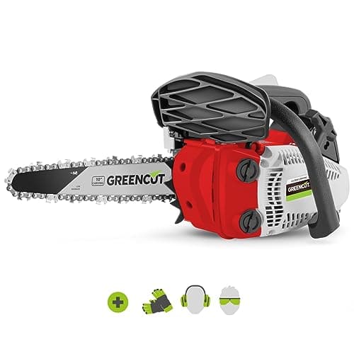 GREENCUT GS250X-CARVING - Motosierra de gasolina con motor a 2 tiempos de 25,4cc y 1,4cv con espada de 10'' Carvin Arranque Easy-Start, Sistema Anti-Vibración, tecnología TRU-SHARP