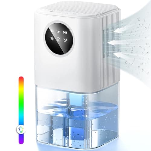 Deshumidificador, deshumidificador eléctrico de 1800 ml, deshumidificador silencioso con función de descongelación y modo de suspensión, temporizador