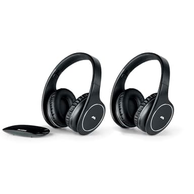 Meliconi Auriculares Easy Digital Bundle, 2 auriculares de TV estéreo inalámbricos, 100% digitales, con entrada de audio analógica/digital y base de transmisor dimensional negro