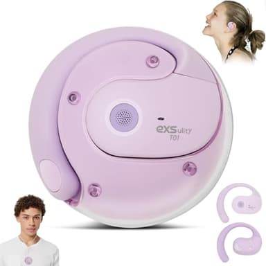 Audífonos traductores de idiomas con IA, traducción de 144 idiomas en línea en tiempo real, Bluetooth 5.4, inalámbricos, con clip, para traducción instantánea, ideales para viajes y negocios (morado)